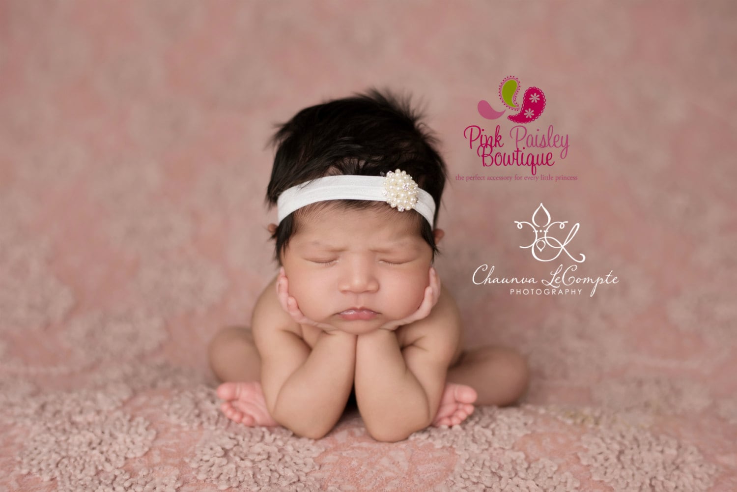 white newborn headband
