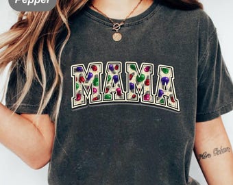 Retro Style Varsity Mama Tee , Merry Mother's Day Gift , Mommy Christmas Holiday Mama Shirt