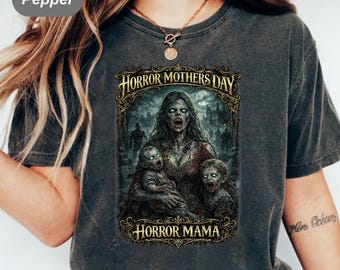 Horror Movie Style Gothic Mom Shirt , Spooky Mama Horror Lover Gift , Scary Dark Outfit