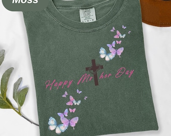 Happy Mother Day Butterfly Mom Tee  , Religious Faith Mama Shirt , Grace Christian Mom Gift