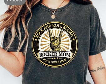 Rock Hand Symbol Rocker Mom Shirt , Rock Lover Mama Gift , Band Mother Tee