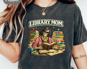 Reading Bookish Mama Shirt, Library Mom Tee, Skeleton Bookworm Gift, Librarian Skull Reader Top