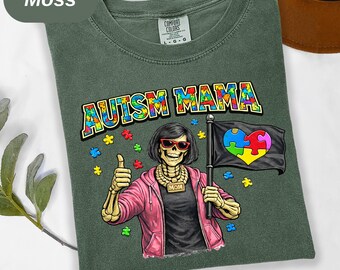 Skeleton Mama Autism Love Shirt , Proud Autism Mom Gift , Skull Strong Mother Tee