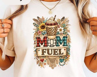 Boho Mama Design Mom Fuel Shirt , Checkered Pattern Bohemian Mom Gift , Autumn Coffee Top