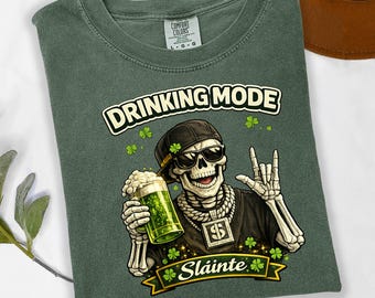 St Patricks Skeleton Green Beer Shirt , Hip Hop Skull Retro Irish Baby Tee