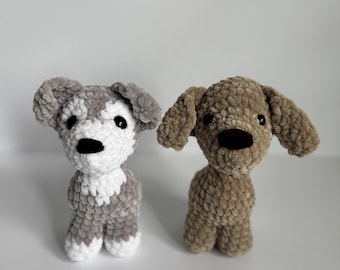 Crochet Puppy Plush - Handmade Stuffed Dog Toy, Neutral Nursery Decor
