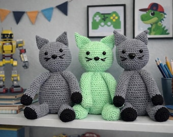 Crochet Cat Plush - Handmade Amigurumi Kitty | Stuffed Animal, Soft Crochet Toy