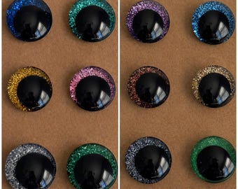 Glitter Safety Eyes for Crochet Amigurumi, Plush Toys – Hand-Finished Sparkle (16-25mm)