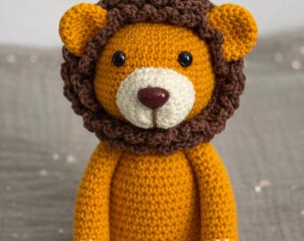 Crochet Lion Plush - Handmade Amigurumi Lion | Soft Stuffed Animal Toy, Safari Nursery Decor