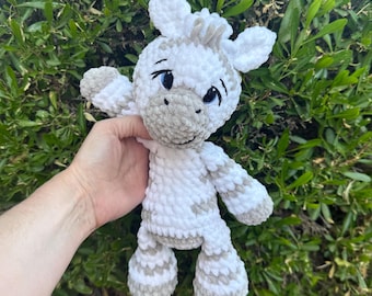 Handmade Crochet Zebra Plush | Soft Chenille Safari Animal, Nursery Decor
