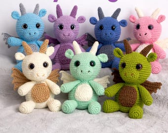 Baby Dragon Crochet Pattern - Amigurumi Plush Pattern - PDF Digital Download