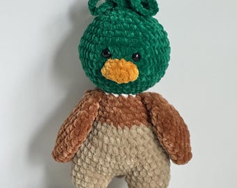 Handmade Crochet Mallard Duck Plush - Soft Chenille Toy