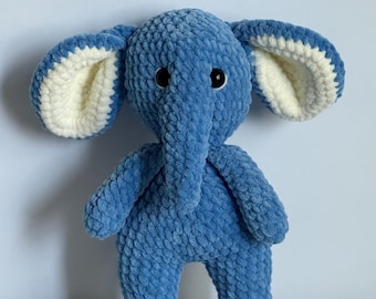 Handmade Crochet Elephant Plush – Soft Chenille Amigurumi Toy, Safari Nursery Decor