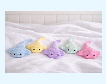 Crochet Stingray Plush – Amigurumi Sea Animal, Ocean Nursery Decor Toy