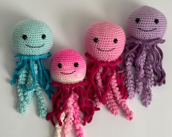 Crochet Jellyfish Plush - Handmade Amigurumi Jellyfish Toy | Soft Ocean Stuffed Animal - Nursery Decor