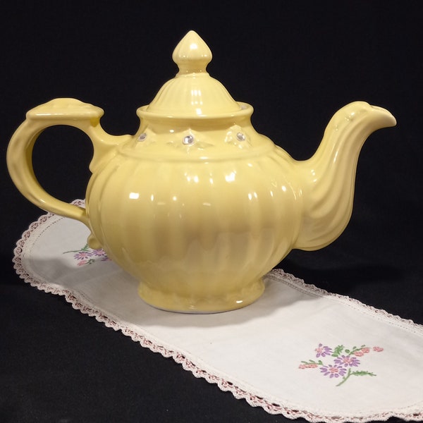 Hall Teapot Thorley Brilliant Starlight Lemon Vintage 1950 #1534 with Rhinestones Cottagecore