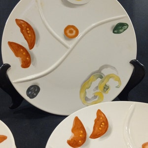 Divided Dinner Plates Ironstone Sushi Snack Salad Antipasto 1950&#39;s Italy