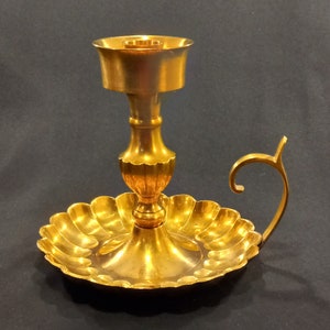 Brass Candle Stick Holder Finger Chamber Vintage India