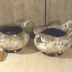 Evangeline Drip Ware Cream and Sugar Bowls Canuck Pottery Canada