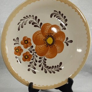 Vintage Royal China Jeannette Brown Orange Flower Pasta Salad Serving Bowl USA