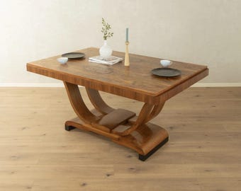 Handcrafted Oak Dining Table Art Deco Style, Sculptural Wooden Table Mid Century Inspired, Dining Furniture Custom Size Personalised Table