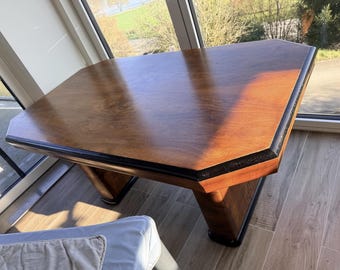 Handcrafted Walnut Dining Table Art Deco Style Octagonal Wooden Table Sculptural Pedestal Base Custom Size Personalized Furniture