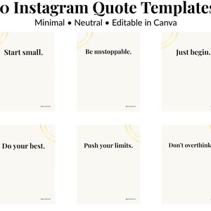 30 Instagram Quote Templates | Minimal Canva Templates | Neutral Aesthetic Social Media Pack | Editable in Canva