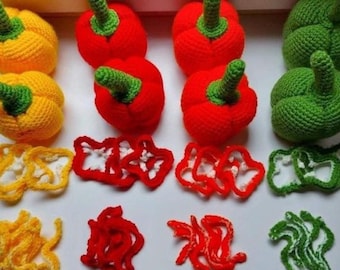 Crochet Bell Pepper Slices Pattern – Amigurumi Food Decor (PDF Tutorial)