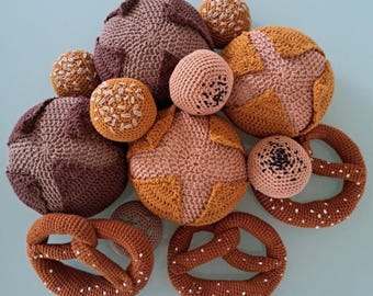 Crochet Bread Pattern Bundle – Bread Roll, Sourdough Loaf & Pretzel Amigurumi PDF Tutorial