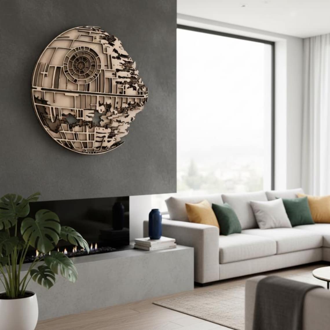 Death Star 5 Layer Laser Cut File | 3D Star Wars Wall Art Vector ...