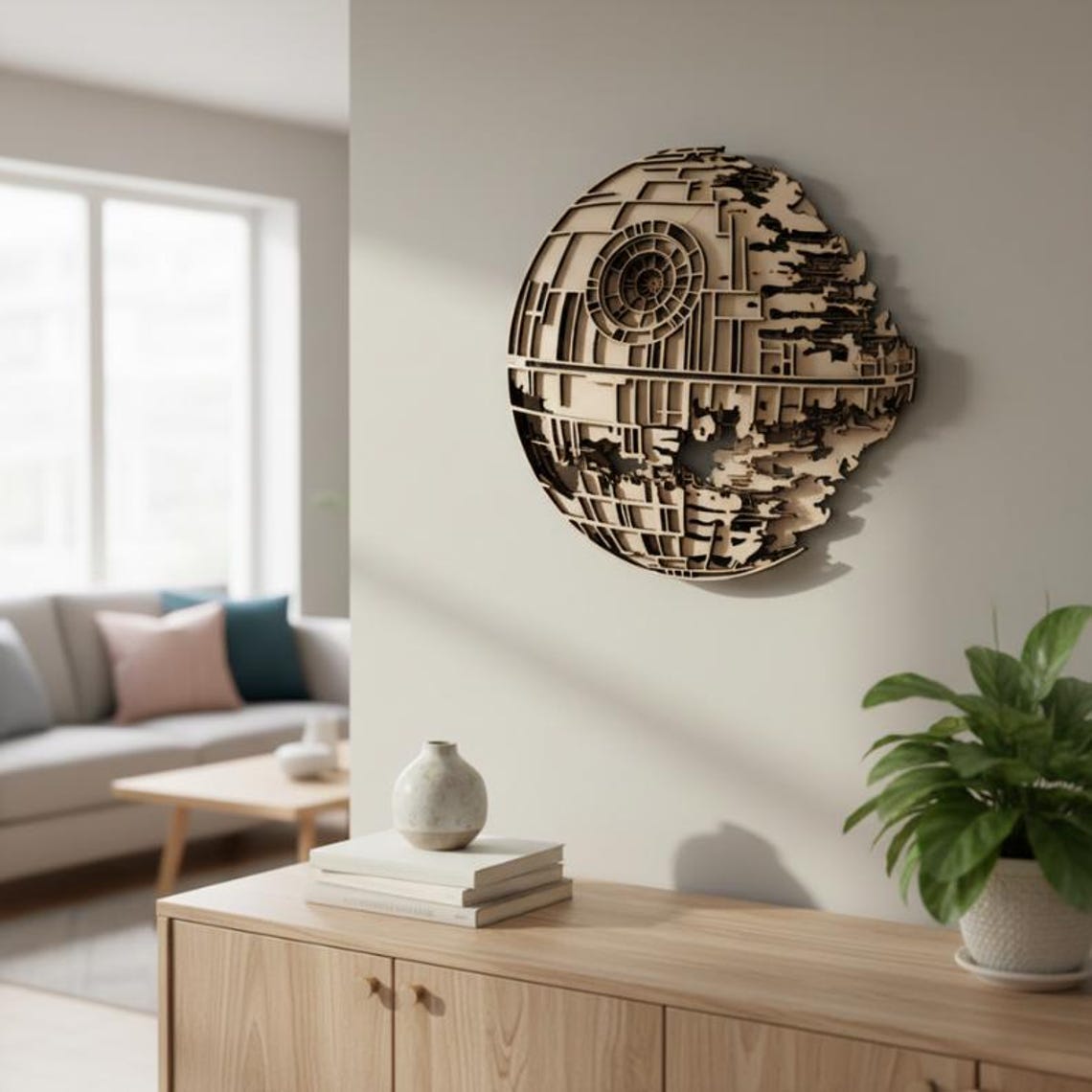 Death Star 5 Layer Laser Cut File | 3D Star Wars Wall Art Vector ...