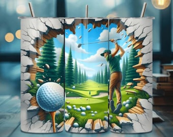 Golf Tumbler Wrap | Tee Time 20oz Skinny Design (Digital Download)