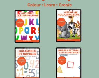 Early Learning Colouring Book Bundle | Alphabet, Numbers, Shapes & Animals | Ages 4+