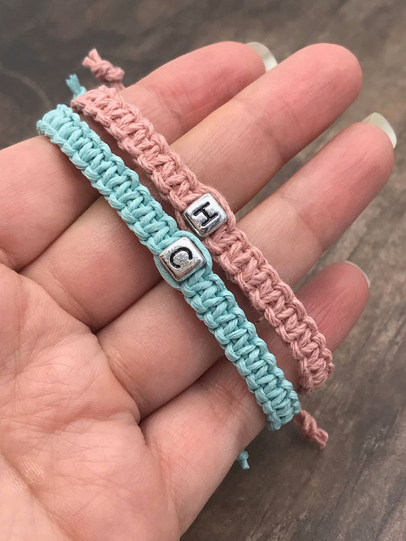 Matching Couples Bracelets Pink and Blue Adjustable Hemp Etsy