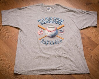 90s New York Yankees T-Shirt, XL, Pro Player, Vintage Graphic Tee, NY MLB Baseball Team Apparel, Rawlings Ball & Bat