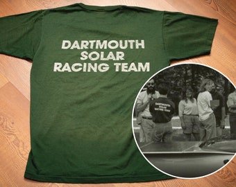 1988 Dartmouth Solar Racing Team T-Shirt, SEE PICS!, '88 Tour de Sol, Vintage 1980s Tee, Big Green Car, College University, Ivy League