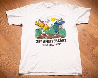 1990 Boston Edison & Gas T-Shirt, M, Baseball Game, Vintage 90s, 25th Anniversary, MA Electric Company, Cartoon Graphic Tee