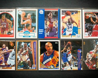 Charles Barkley Base Set Cards Lot, NBA Basketball, Philadelphia 76ers, Phoenix Suns, Vintage 90s, Fleer, Topps, Hoops, Upper Deck