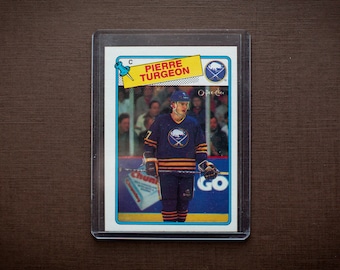 Pierre Turgeon 1988-89 O-Pee-Chee #194 NHL Hockey Rookie Card, RC, Buffalo Sabres, Sports Collectible, Trading Memorabilia, 1980s