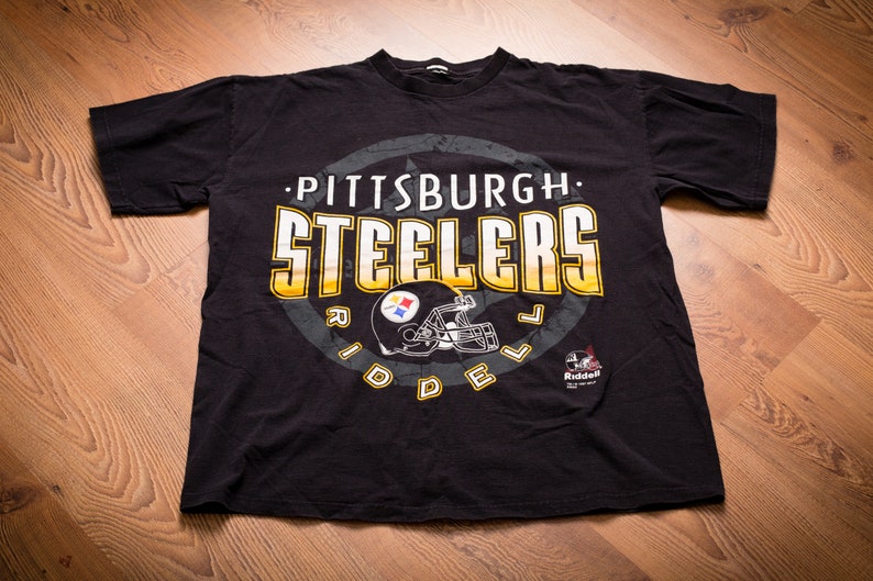 90s Pittsburgh Steelers Riddell T-Shirt, XL, Vintage Tee, NFL Football Team Logo image 1