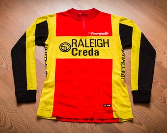 70s-80s Ti Raleigh Pearl Izumi Cycling Jersey, Creda, Campagnolo, Vintage Long Sleeve Shirt, Biking Apparel