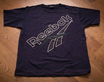 90s Reebok BIG Logo T-shirt, XL, Vintage Tee, Spell Out Sportswear Brand, Rap Hip Hop Streetwear