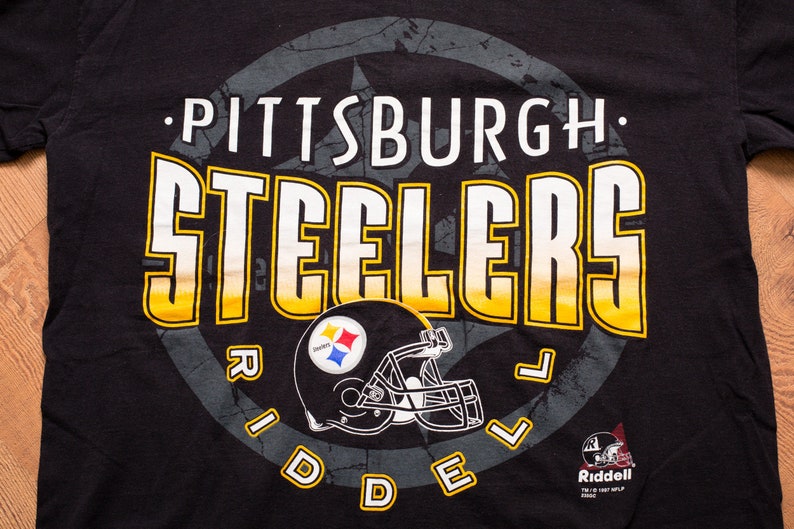 90s Pittsburgh Steelers Riddell T-Shirt, XL, Vintage Tee, NFL Football Team Logo image 2
