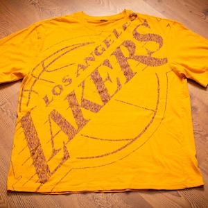 90s Los Angeles Lakers Big Logo T-Shirt, XL, Vintage Tee, NBA Basketball Team, LA, Full Print Front image 1