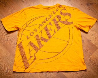 90s Los Angeles Lakers Big Logo T-Shirt, XL, Vintage Tee, NBA Basketball Team, LA, Full Print Front