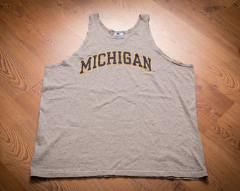 90s Michigan Wolverines Tank Top, XL, Champion, College University, Vintage, Sleeveless Shirt, Fitness Gym Workout