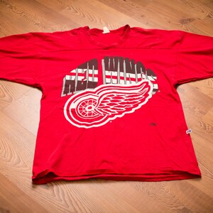 90s Detroit Red Wings Logo T-shirt, L, Vintage Tee, Jersey Style, NHL Hockey Team, Motown, Michigan image 2