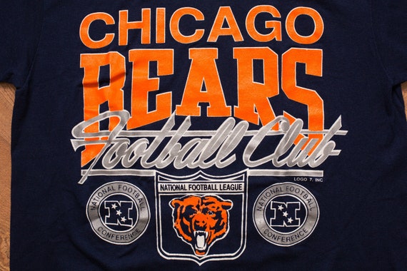 70s 80s LOGO 7 ナンバリング Tシャツ BEARS オレンジ XL 80s Chicago Bears T-shirt, S/M, Logo 7, Football Club, Vintage