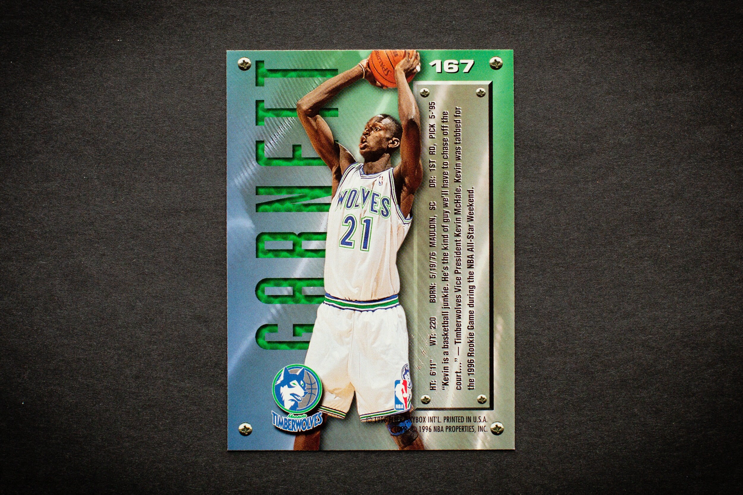 Kevin Garnett 1995 96 Fleer Metal Rookie Card 167 Minnesota Etsy