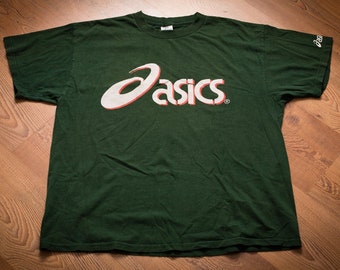 90s Asics Logo T-Shirt, XL, Vintage Spell Out Graphic Tee, Running Shoes Icon, Throwback Streetwear, Hip Hop